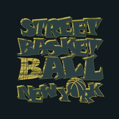 Basketball t-shirt graphic design. New York City streetball typography emblem,  Print for sportswear apparelの写真素材
