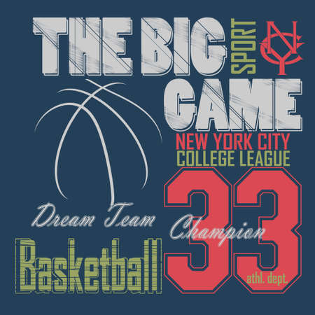 Basketball t-shirt graphic design. New York City College League  emblemの写真素材