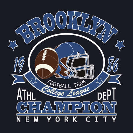 Sport Typography Brooklyn New York, Football T-shirtの写真素材