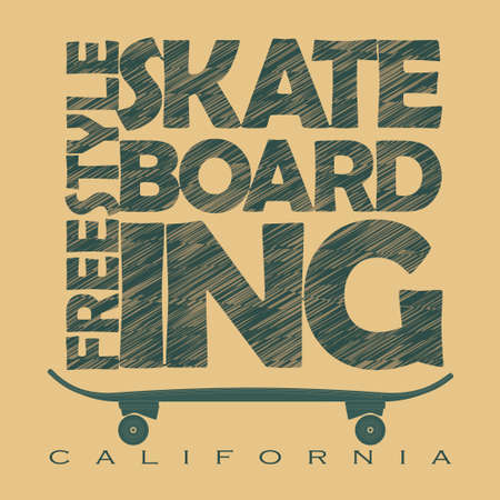 Skateboarding t-shirt graphic design. Freestyle California Skate Board typography emblemの写真素材