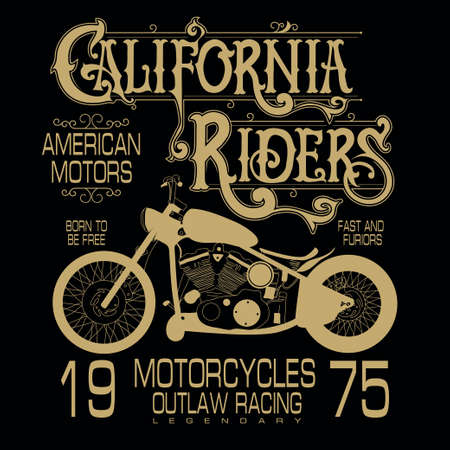 Motorcycle sport emblem, Biker fashion Typography, classic style print label. Vectorのイラスト素材
