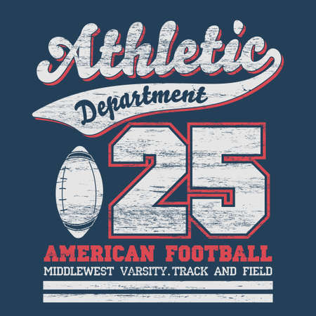 Sport Typography, University Football Athletic Dept. T-shirt graphics, Vintage Print for sportswear apparel. vectorのイラスト素材