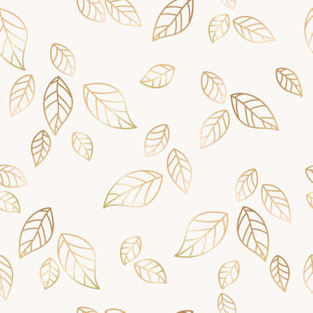 Golden falling leaves vector seamless pattern, decorative backgroundのイラスト素材