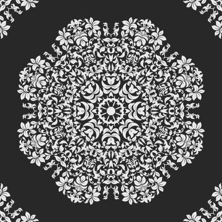 Circle lace doily, decorative mandala, round geometric ornamentのイラスト素材