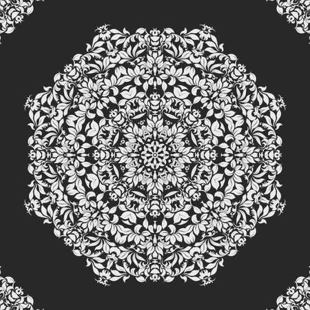 Circle lace doily, decorative mandala, round geometric ornamentのイラスト素材