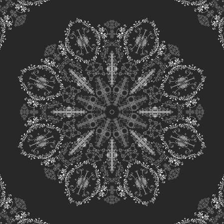 Circle lace doily, decorative mandala, round geometric ornamentのイラスト素材