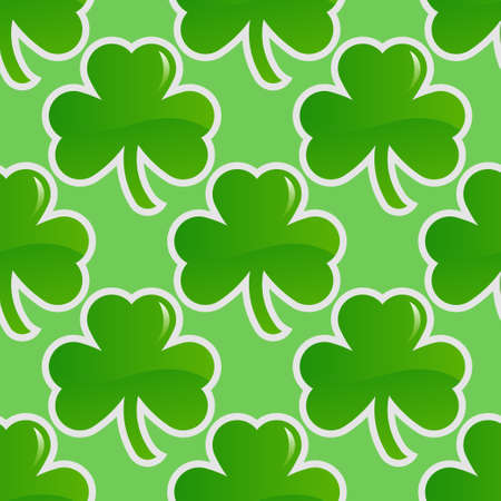 Shamrock seamless background, green clover spring pattern. Vectorのイラスト素材