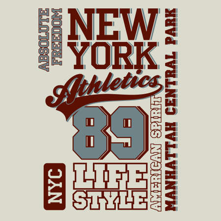 New York Sport Typography, University Athletic Dept. T-shirt graphics, Vintage Print for sportswear apparel. vectorのイラスト素材