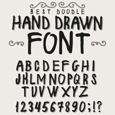 Vintage alphabet, hand drawn font.  Old style typeface on dark background, typography for labels, headlines, postersのイラスト素材