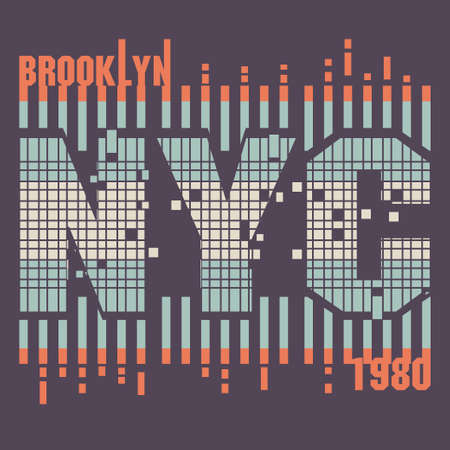 New York City Typography Graphics retro style, Brooklyn T-shirt design. vectorのイラスト素材