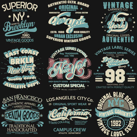 Denim typography, t-shirt graphics, vintage sport wear tee print designのイラスト素材