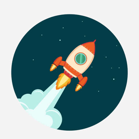 Rocket Start up concept flat style. Space rocket launch. Project development.のイラスト素材