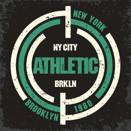 New York Brooklyn Sport wear typography emblem, t-shirt stamp graphics, vintage tee print, athletic apparel designのイラスト素材
