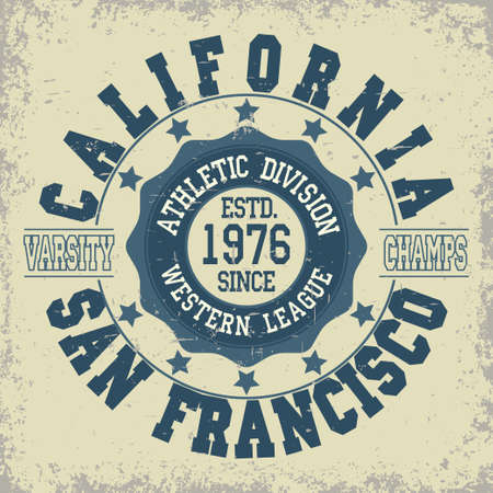 San Francisco Athletics typography stamp, California t-shirt stamp graphics, vintage sport wear tee print vector designのイラスト素材