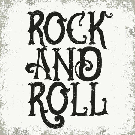 Rock music print, graphic design with grunge effect, rock-music tee print stamp design. t-shirt print lettering artworkのイラスト素材
