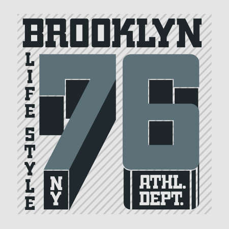 New York Brooklyn Sport wear typography emblem, t-shirt stamp graphics, vintage tee print, athletic apparel design fashion clothes.のイラスト素材