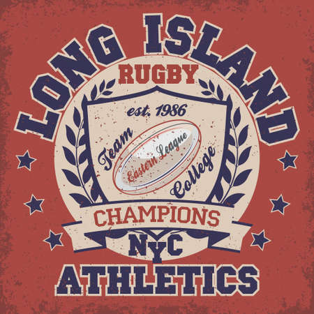 New York Long Island fashion print, Typography stamp, Rugby T-shirt Printing Design, sports original wear, sportswear print apparelのイラスト素材