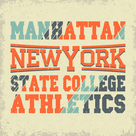 New York Sport wear typography emblem, t-shirt grunge stamp graphics, vintage tee print, athletic apparel design fashion clothes.のイラスト素材