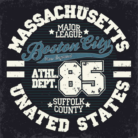 Sport wear typography emblem, Boston t-shirt stamp graphics, vintage tee print, american athletic apparel design graphic print. USA original wear. vectorのイラスト素材