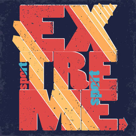 Extreme sport Typography print-label, skateboarding emblem, surfing t-shirt stamp design, snowboarding graphic print. vectorのイラスト素材