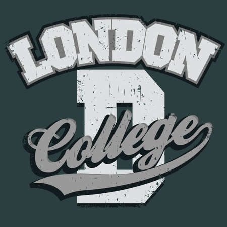 London college stamp, Fashion Typography Graphics. Sport T-shirt print Design. Vectorのイラスト素材