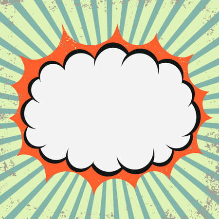 Pop art retro cloud on Retro bursting rays background, Comic Speech Bubble, Boom pow Cartoon. Vectorのイラスト素材