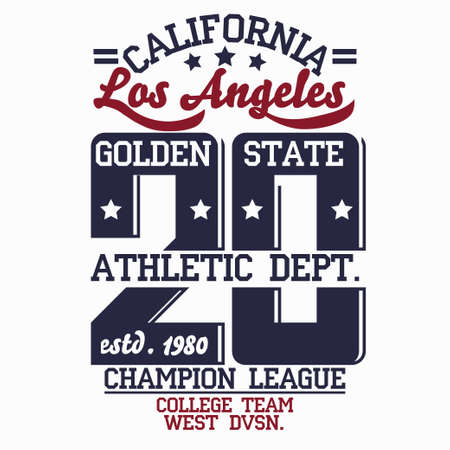Los Angeles Athletics typography stamp, California t-shirt vector emblem graphics, vintage sport wear tee print designのイラスト素材