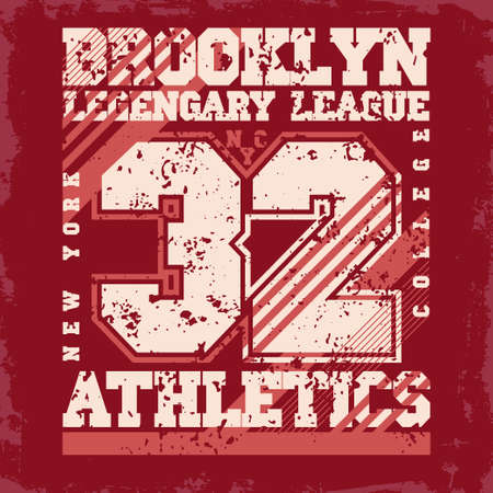 New York Brooklyn Sport wear typography emblem, t-shirt stamp graphics, vintage tee print, athletic apparel designのイラスト素材