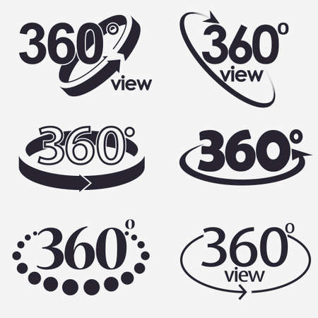 360 Angle Degrees view icon, flat round button Vector.のイラスト素材