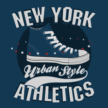 New York Sport wear typography emblem, t-shirt stamp graphics, tee print, athletic apparel designのイラスト素材
