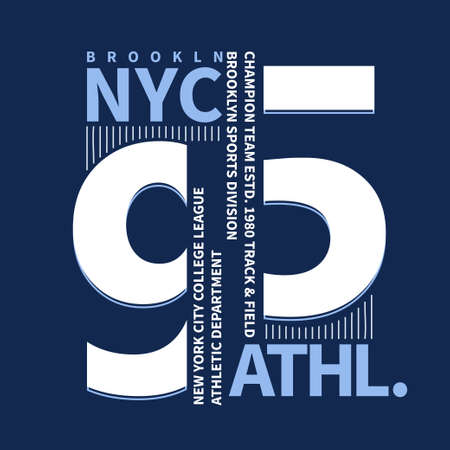 New York Brooklyn Sport wear typography emblem, t-shirt stamp graphics, tee print, athletic apparel designのイラスト素材