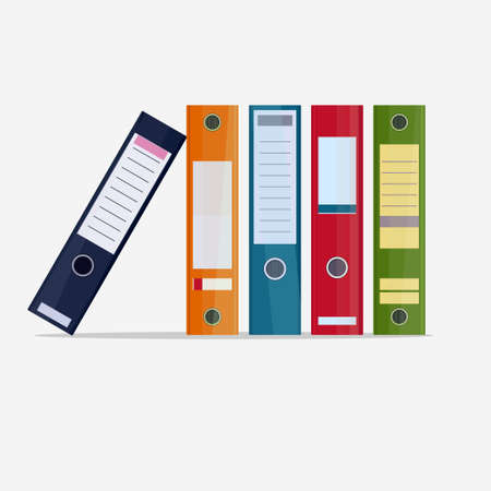 Binder folder row, Office Archive paper documents folders, vectorのイラスト素材