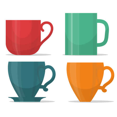 tee mug cup set, coffee timei llustrationのイラスト素材