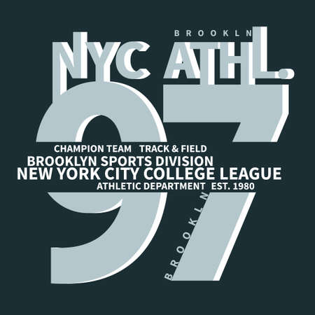 New York Brooklyn Sport wear typography emblem, t-shirt stamp graphics, tee print, athletic apparel designのイラスト素材