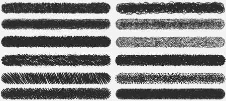 Set of black paint, ink brush strokesのイラスト素材