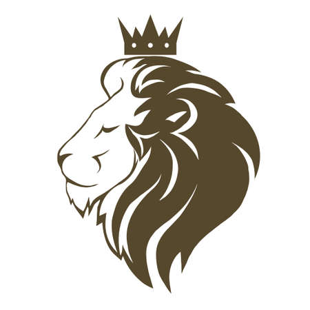 Lion head with crown logoのイラスト素材