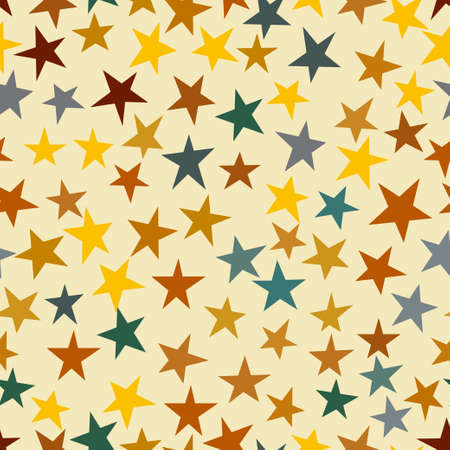 Stars seamless pattern, greeting card background, Holiday bright star backdrop various sizes and colors. Vector illustrationのイラスト素材