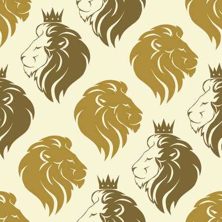 Lion head seamless patternのイラスト素材