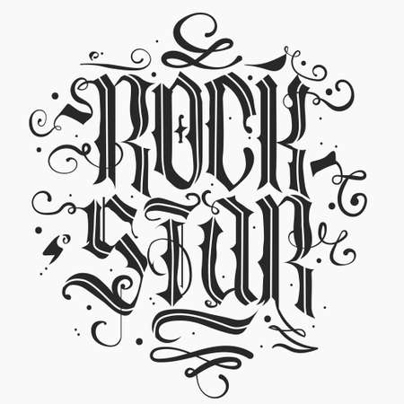 rock star letteringのイラスト素材