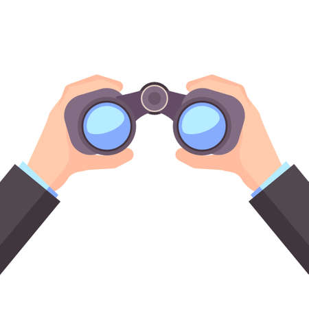 Binocular in Hand, Business vision, vectorのイラスト素材
