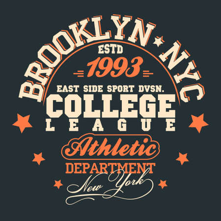 T-shirt stamp New York graphic set, Sport wear typography emblem, vintage tee, athletic apparel design print. vectorのイラスト素材