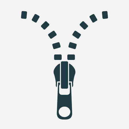Zip icon. Open zipper symbol. Tailor signのイラスト素材