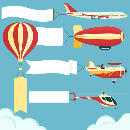 Airplane with posterのイラスト素材