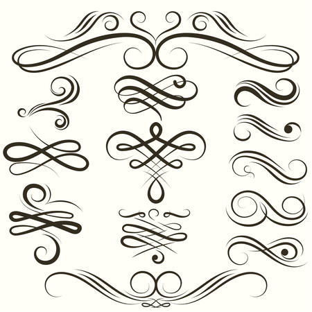 Vintage flourish swirls collection, vector flourishesのイラスト素材