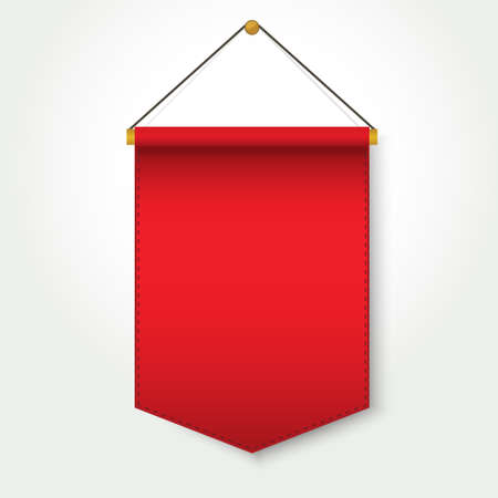 Red Pennant Template Hanging on Wall  on white background.のイラスト素材