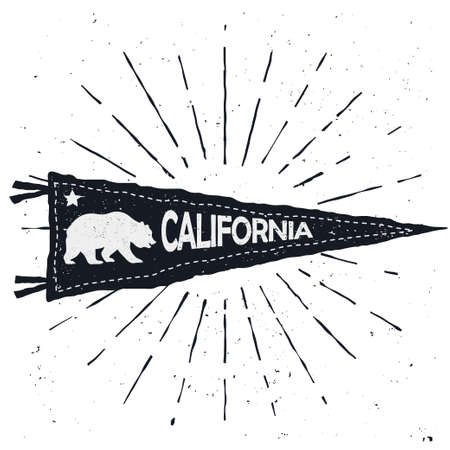 Adventure pennant, Vintage hand drawn flag, California sign. Vectorのイラスト素材