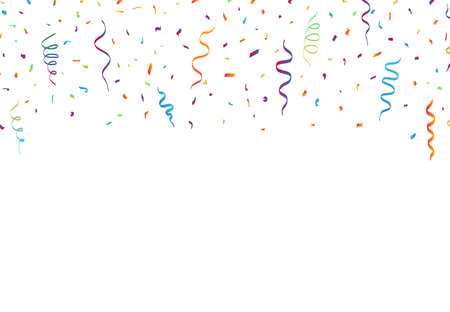 Confetti And Ribbons on white background. Vectorのイラスト素材