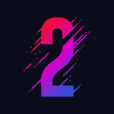 Number with liquid splash and drops, abstract colorful digits, ink mathematic symbol. Vectorの写真素材