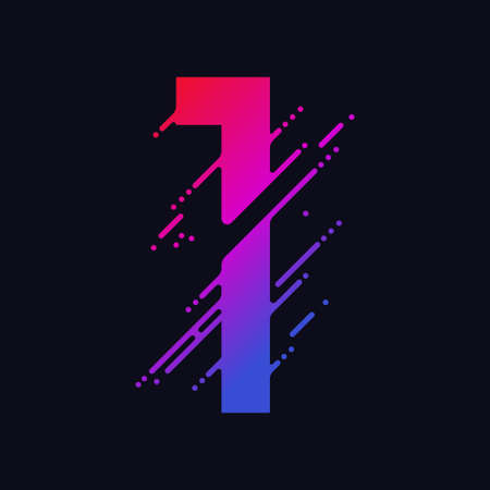 Number with liquid splash and drops, abstract colorful digits, ink mathematic symbol. Vectorの写真素材