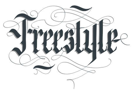 Freestyle lettering typography emblem, extreme sport t-shirt, bmx skateboard rider print. vectorのイラスト素材